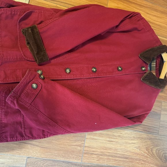 Lands' End Barn Coat Red with Flannel Plaid Lining - Picture 4 of 5